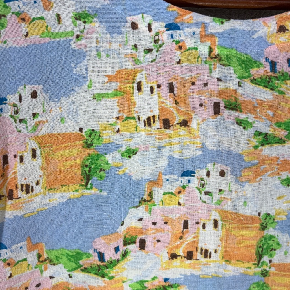 Cynthia Rowley Greek Isle Linen Blend Button Back Blouse Size L - Picture 3 of 8